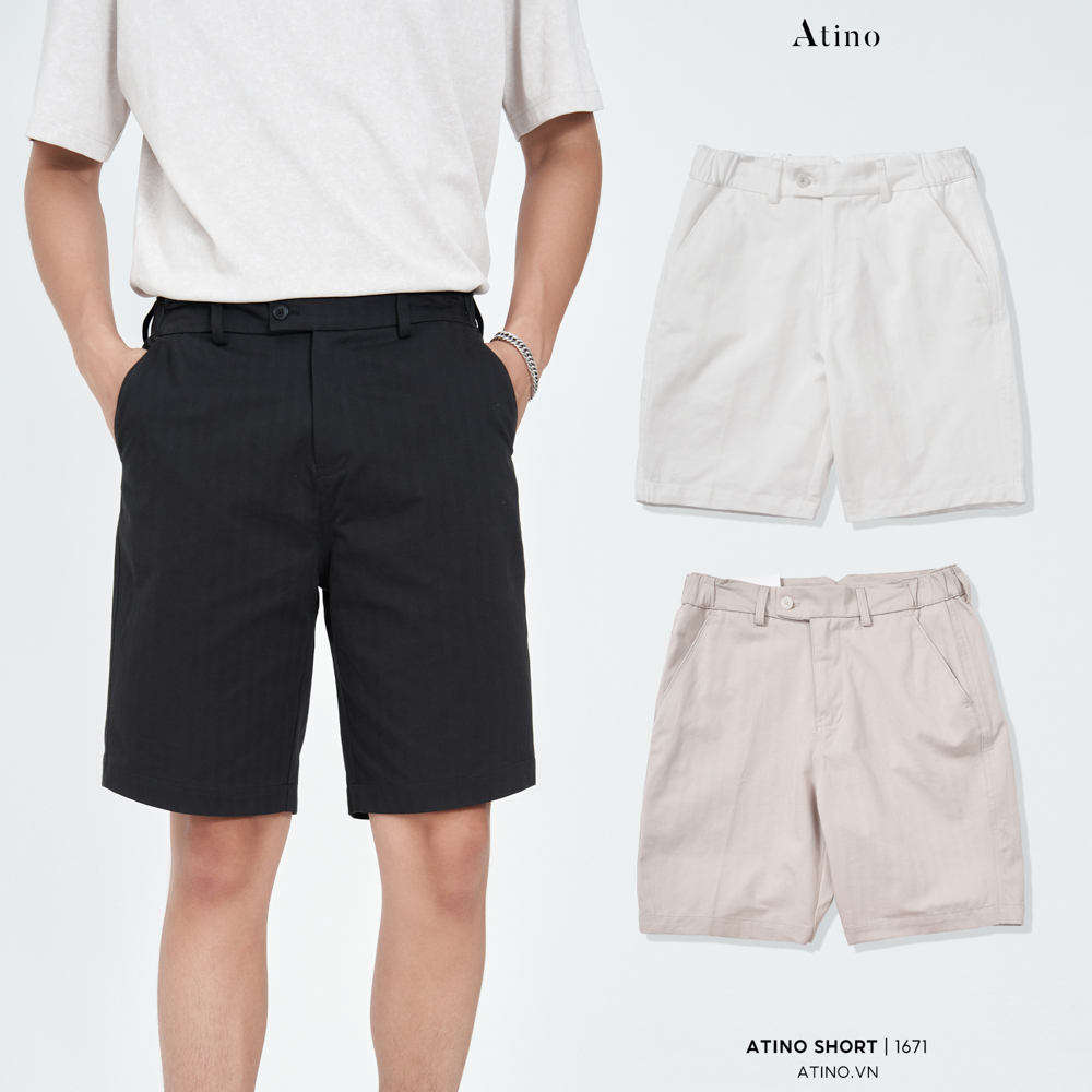 Quần Short Âu Nam ATINO Chất Liệu 100% Cotton Cao Cấp Dáng Trẻ Trung Form Regular QS3.1671