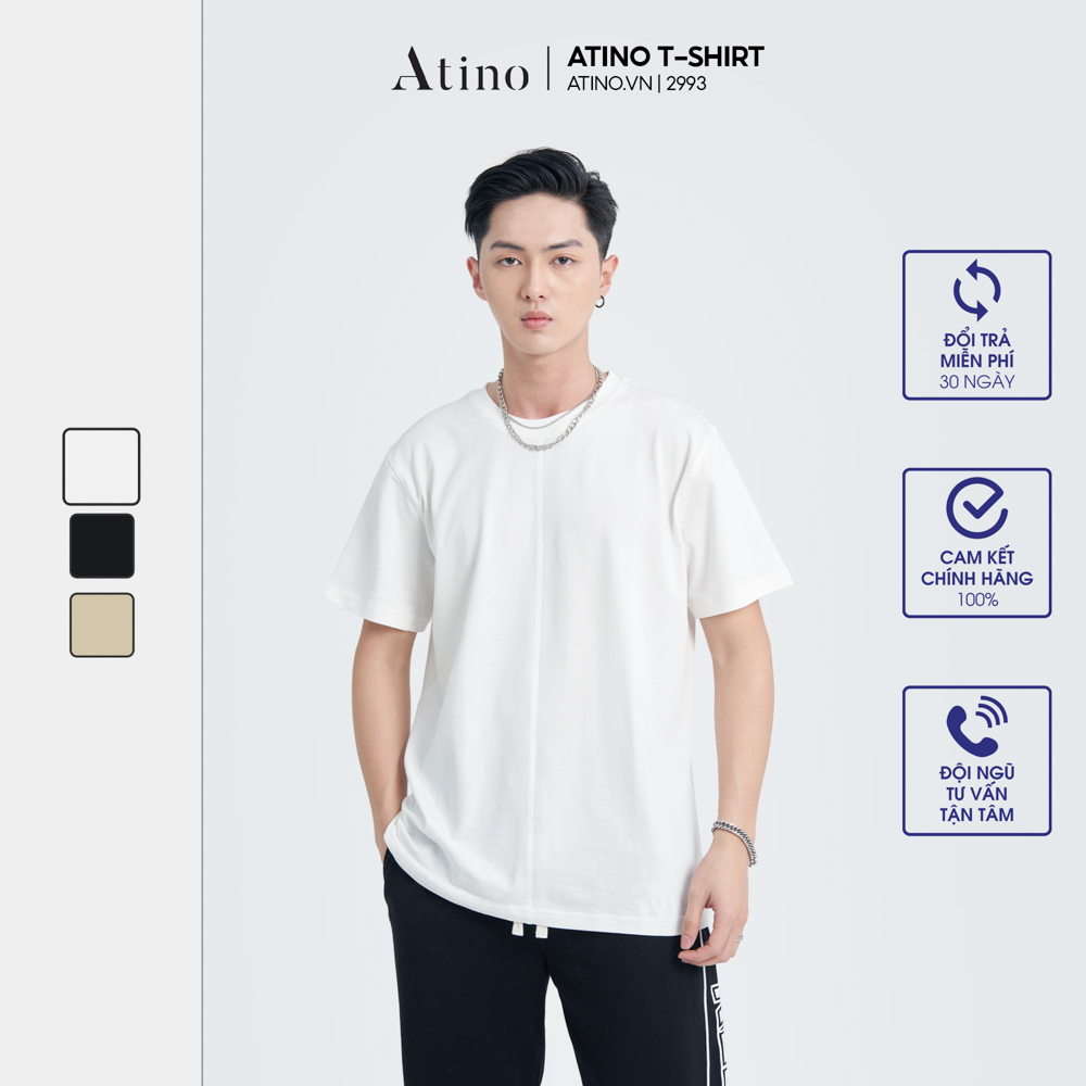 Áo Phông Tay Ngắn Cổ Tròn In Chữ THE ATINO chất liệu Cotton thoáng mát bền form Regular AP3.2993