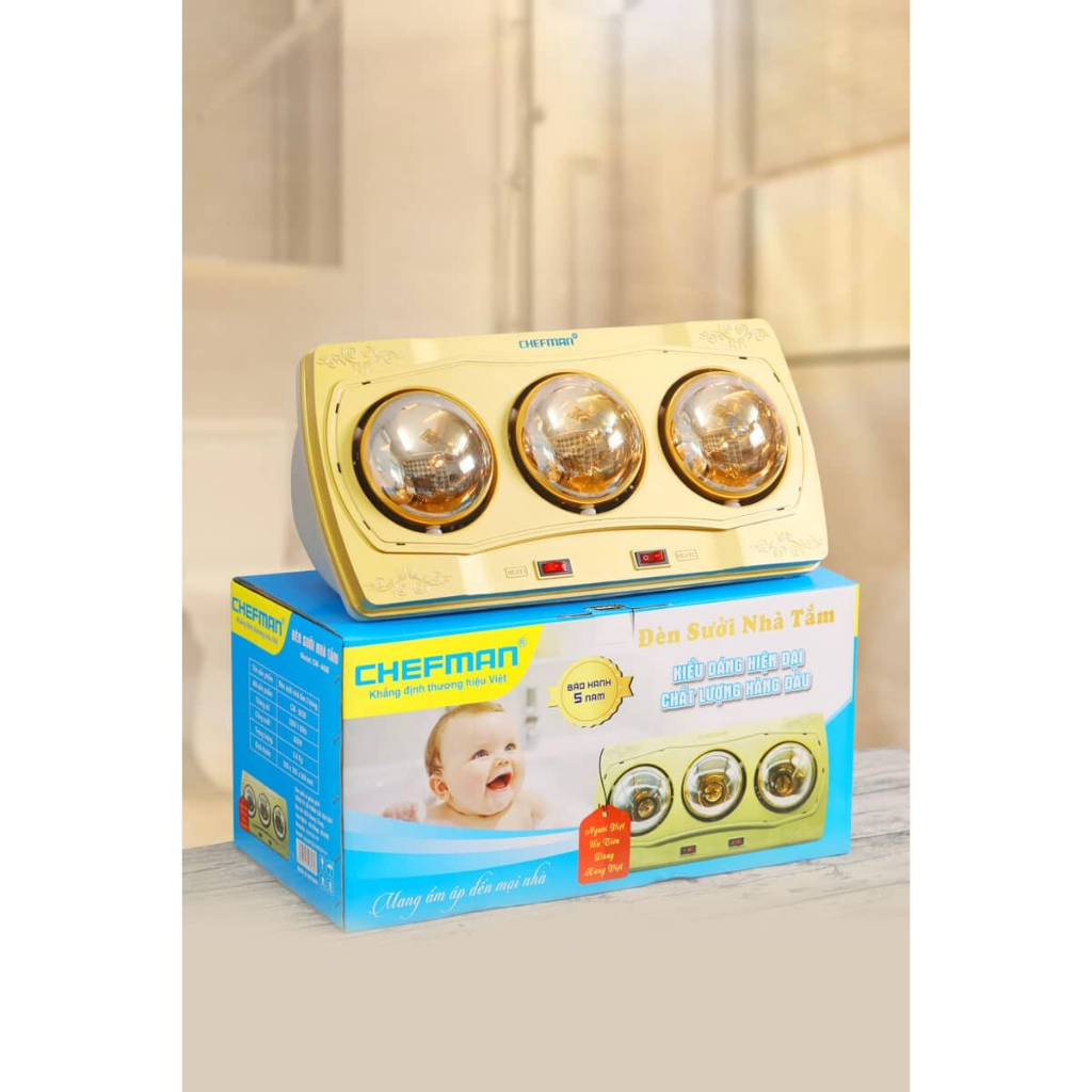 Đèn sưởi nhà tắm chefman CM – 662B 2 bóng, 3 bóng 825W, máy sưởi