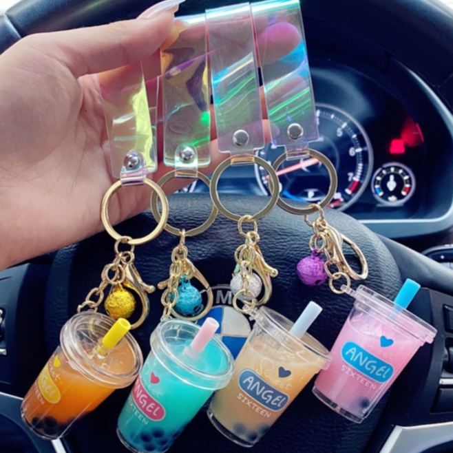 Móc khoá trà sữa, móc treo ly trà sữa dễ thương treo balo, chìa khoá