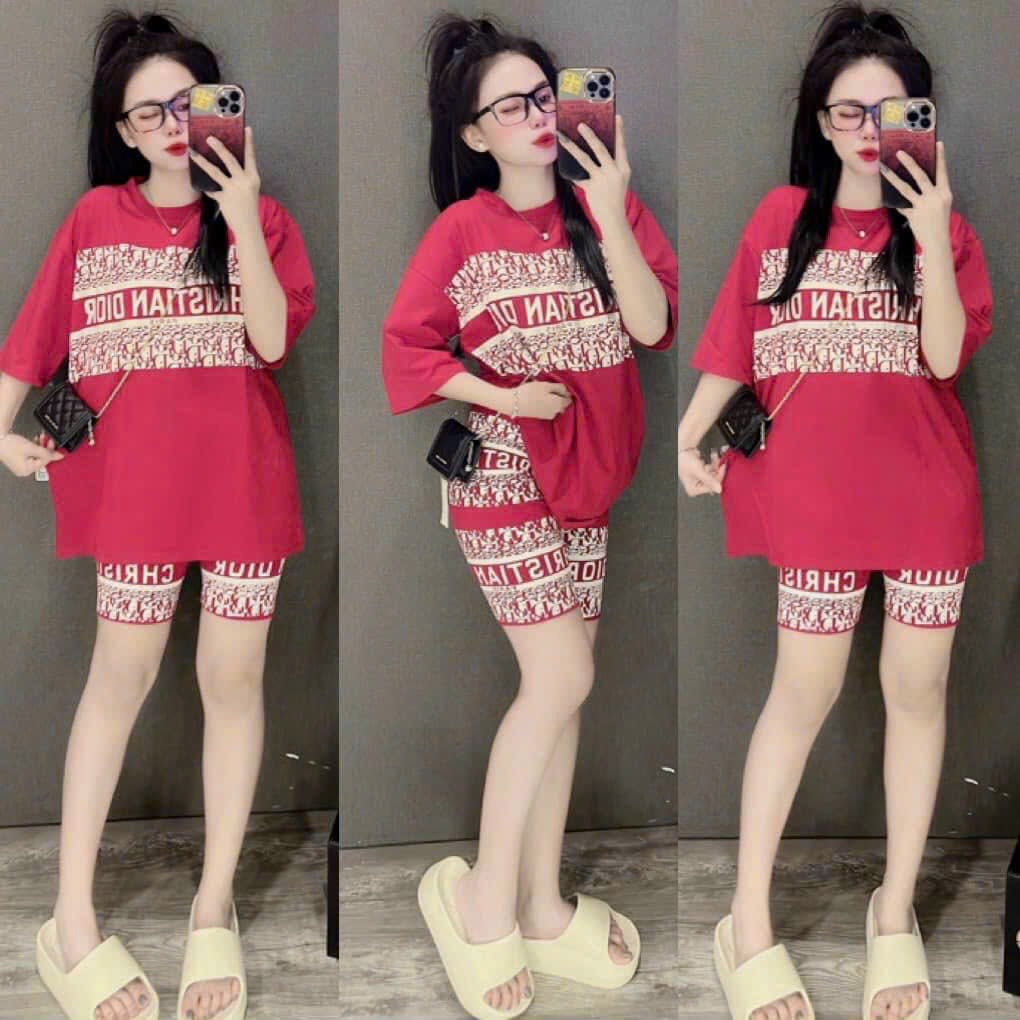 Đồ Bộ Nữ Áo Thun Form Rộng Tay Lỡ In Họa Tiết 3D Hàng QC Kết Hợp Quần Ngố Lửng In Chữ 3D Xịn, Mặc Đi Chơi, Ở Nhà Xinh