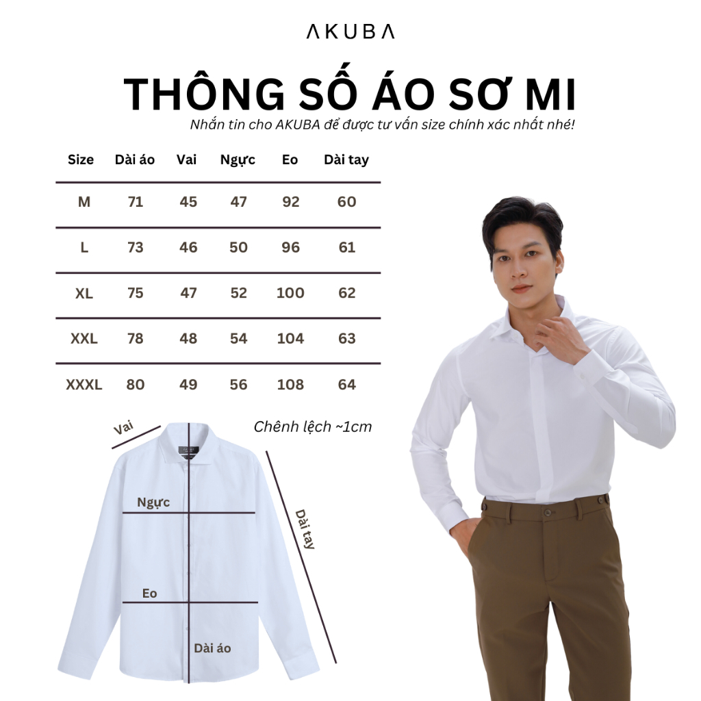 Combo áo sơ mi và quần tây AKUBA, thiết kế sang trọng, thanh lịch, lên form chuẩn dáng, chất liệu thoáng mát C01