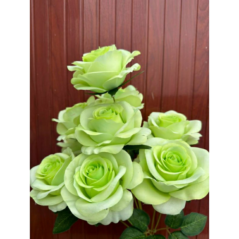 Cụm hồng tứ quý size 9cm. hoa giả trang trí bàn tiệc khách sạn