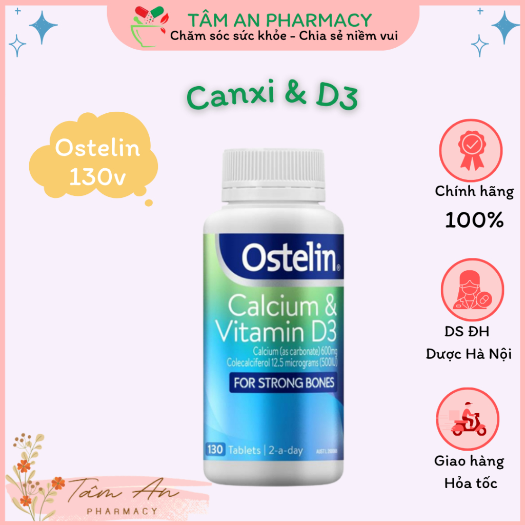 Canxi bầu Ostelin Calcium & Vitamin D3 130 viên của Úc cho bà bầu và mẹ