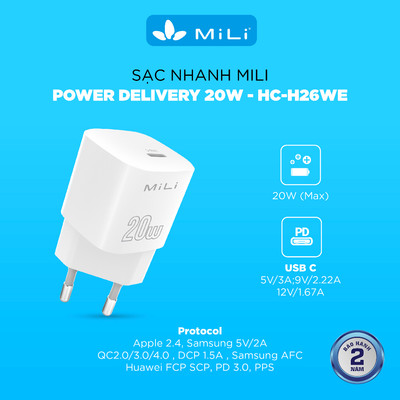 Cốc sạc nhanh PD 20W - H26 - Hàng chính hãng