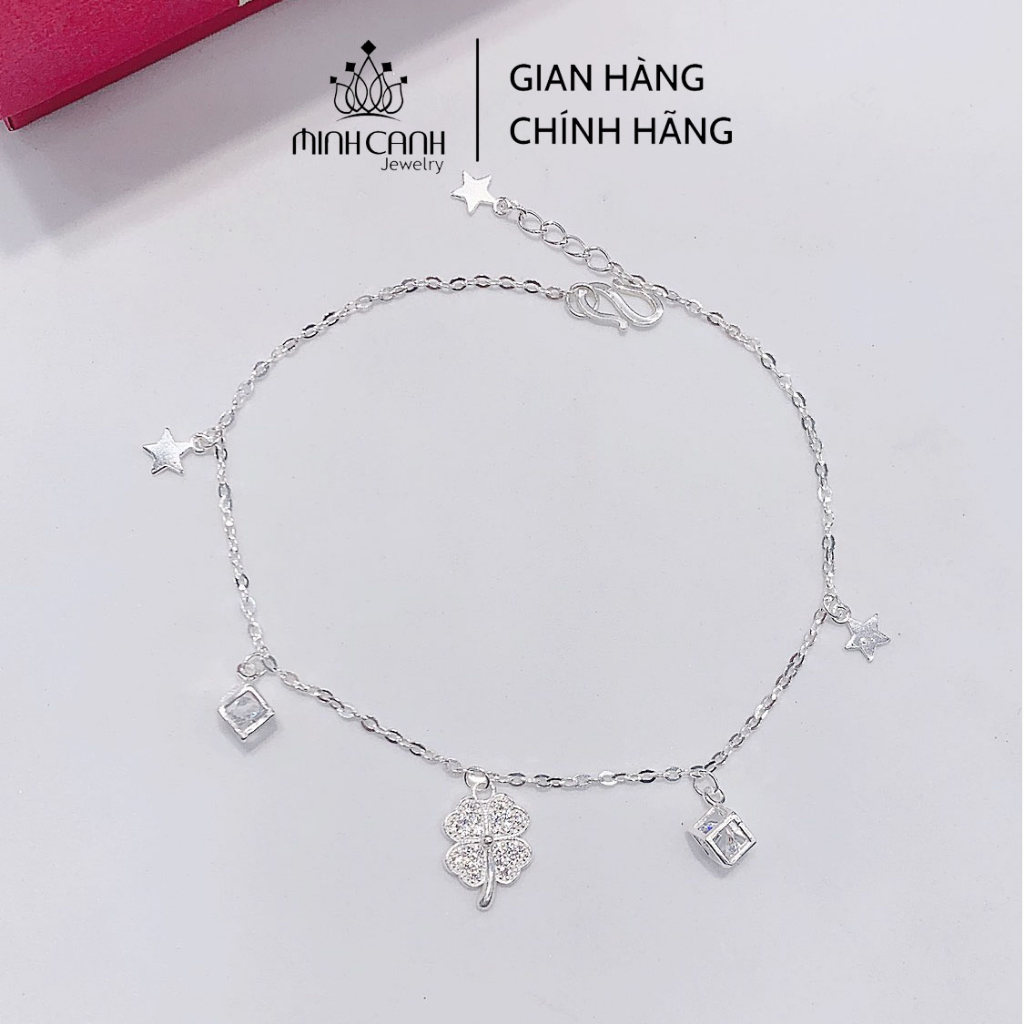 Lắc Chân Bạc Cỏ 4 Lá Mix Hộp Đá - Minh Canh Jewelry