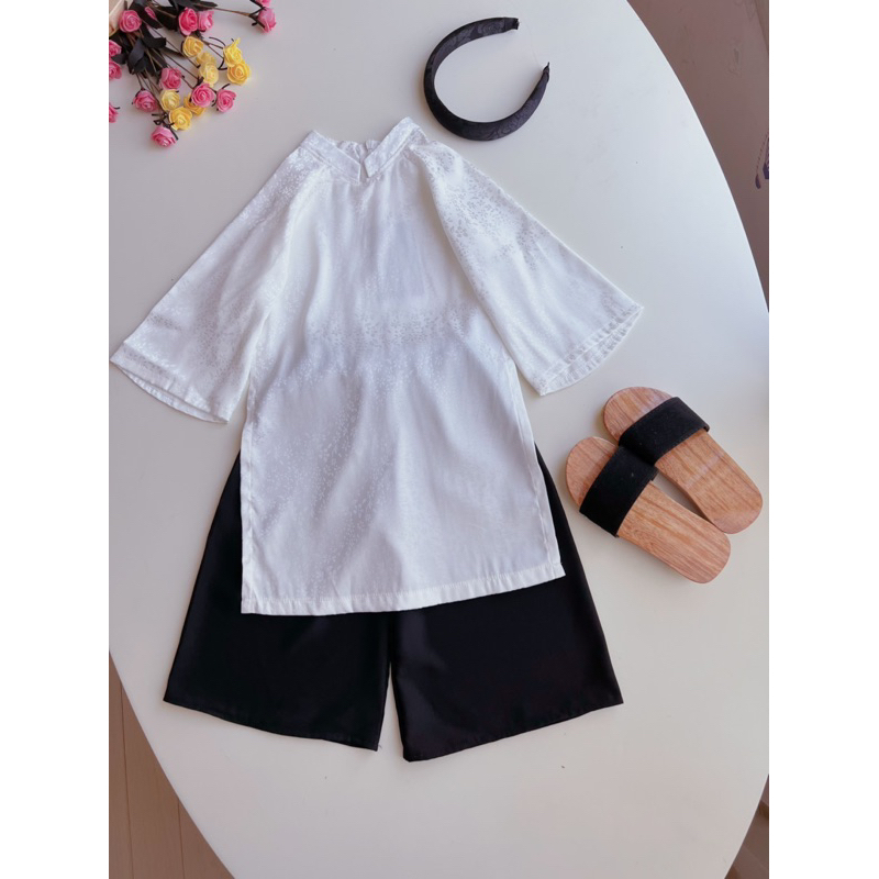 Áo Dài Bé Gái Vải Gấm Cao Cấp kèm Quần Lụa Cát