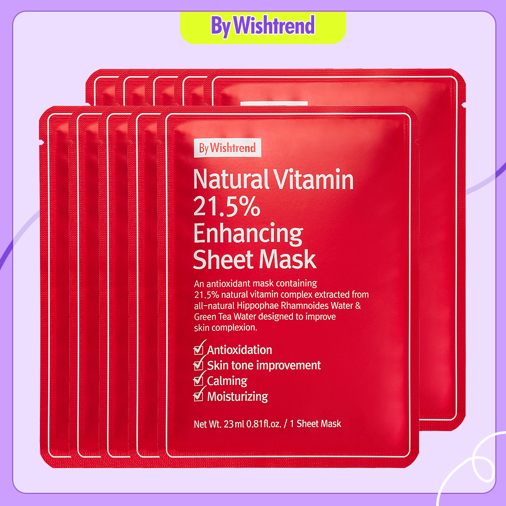 10 By Wishtrend mặt nạ giấy Natural Vitamin 21.5% Enhancing Sheet Mask 23ml