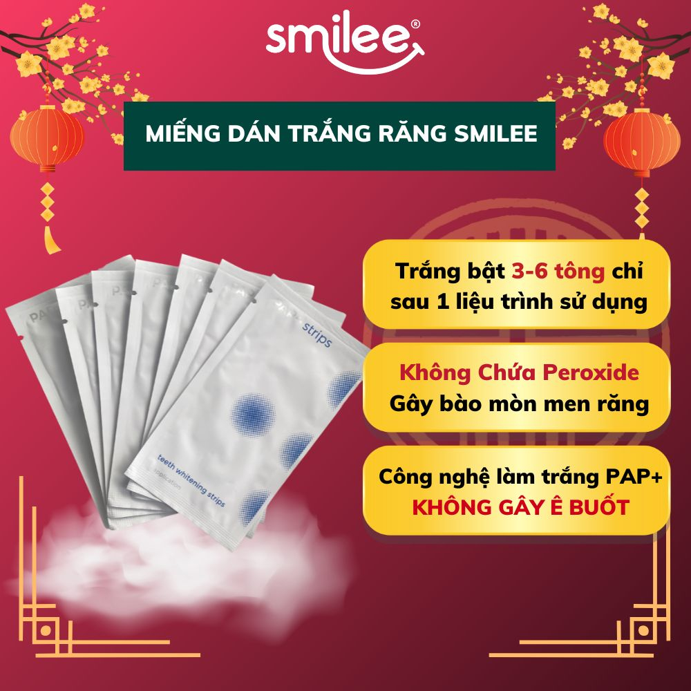 [QUÀ TẶNG] Miếng Dán Làm Trắng Răng Smilee, Trắng Ngay Sau Lần Đầu Sử Dụng, Công Nghệ Làm Trắng Hiện Đại Độc Quyền PAP+