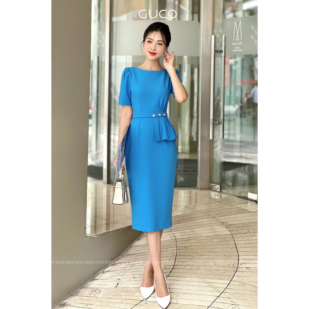 Đầm Body peplum xếp ly 4102 - Xanh