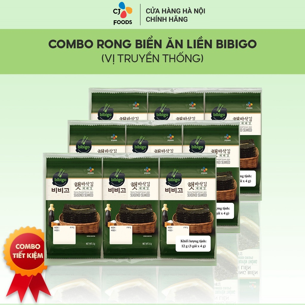 COMBO tiết kiệm Rong biển ăn liền Bibigo Hàn Quốc