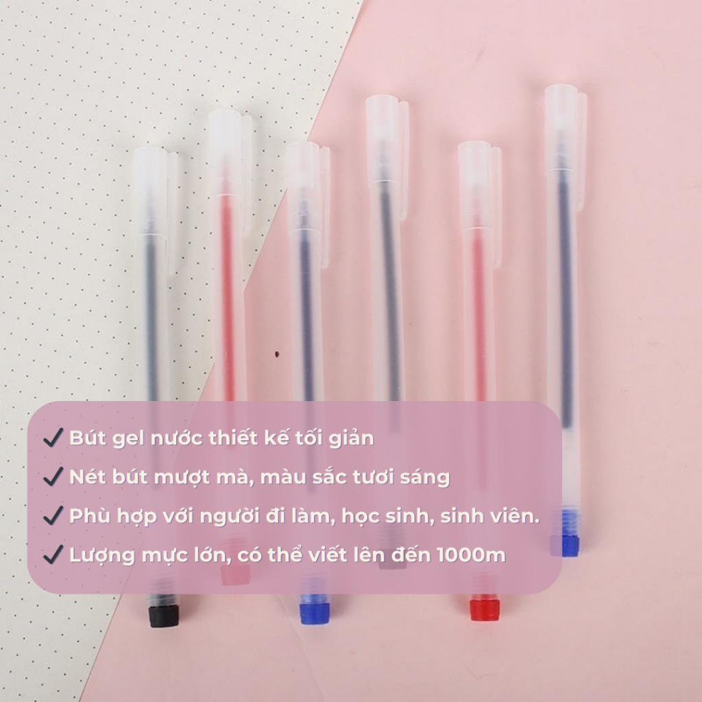 Bút bi nước văn phòng STAPLER mực gel 0.5mm mực đen đầu mịn nét chữ đẹp giá rẻ, bút viết calligraphy