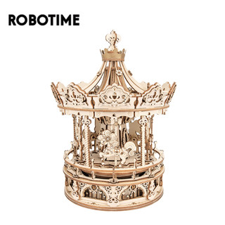  Robotime mô hình hộp nhạc bằng gỗ ROKR Romantic Carousel Mechanical Music Box 3D Wooden Puzzle AMK62 Quà tặng ý nghĩa 