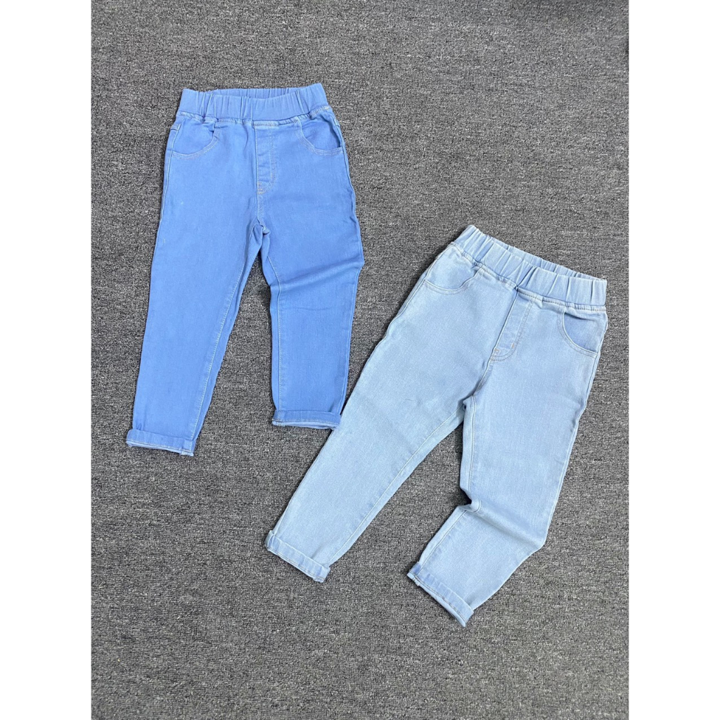 Quần jean baggy bé gái bé trai unisex co giãn mềm xuất dư xịn hàn cho bé từ 5-12 tuổi 14-40kg