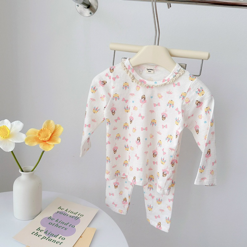 LINK SIZE 110 ( 15-16kg ) Bộ cotton vân gỗ , đồ dài cho bé , đồ bộ mặc nhà bé gái siêu xinh