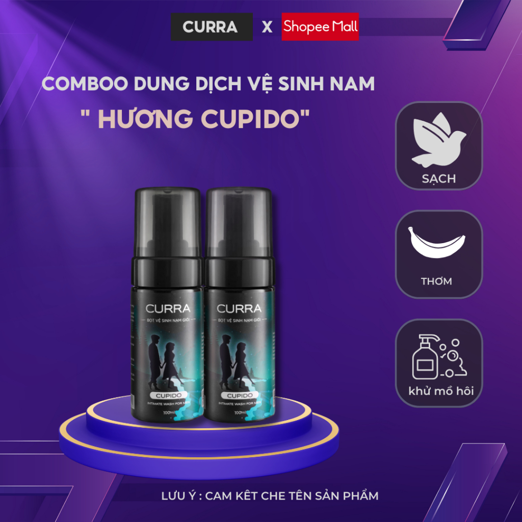 Combo Dung Dịch Vệ Sinh Nam Curra tạo bọt hương bạc hà mát lạnh kéo dài thời gian quan hệ 100ml