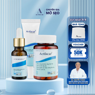 Xoá Mờ Sẹo actiscar gồm kem sẹo, serum bôi sẹo và viên uống Làm Mờ Sẹo Rỗ Lồi Lõm 20ml