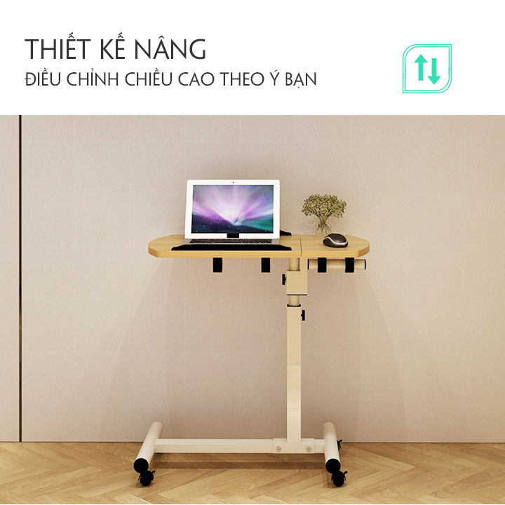 Bàn để máy tính có bánh xe di chuyển thông minh loại 1, bàn làm việc, bàn laptop