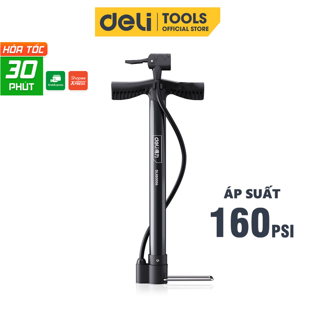 Bơm Xe Đạp Cầm Tay Deli Cao Cấp - Siêu Nhẹ, Nhỏ Gọn, Tiện Lợi, Dễ Dàng Di Chuyển - Áp Suất Cao - DL880006