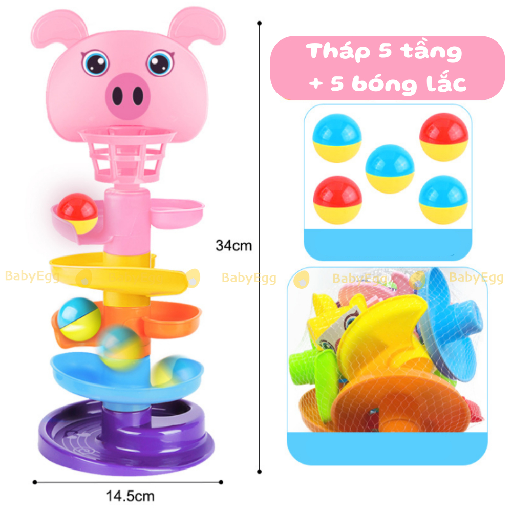 Bộ tháp thả bóng đồ chơi giáo dục sớm, đồ chơi xếp bóng trượt trên tháp hình vịt hàng dành cho bé trai gái 2 3 4 5 6 tuổ