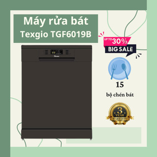 Máy rửa chén bát Texgio TGF6019B 15 bộ, thiết kế 3 giàn rửa chứa tích hợp chức năng chọn vùng rửa