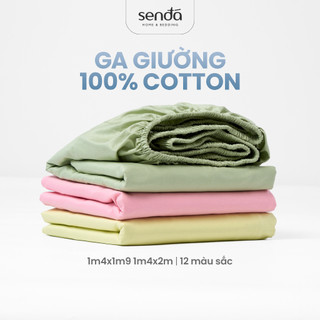 Ga giường 1m4 Cotton Twill Hàn Quốc Sen Đá Home Bedding cao cấp trơn màu, drap bo chun trải nệm, ra đệm 1m4x2m 1m4x1m9
