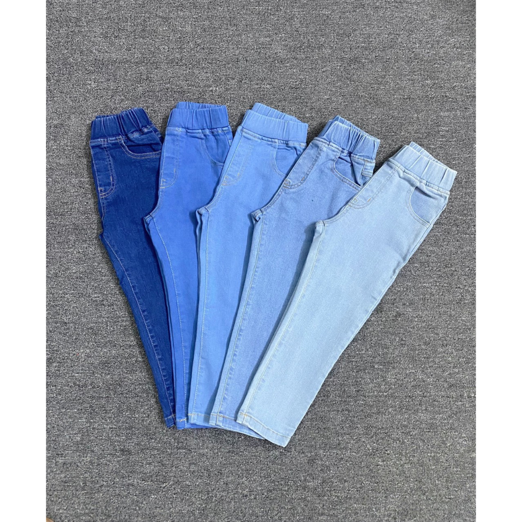 Quần jean baggy bé gái bé trai unisex co giãn mềm xuất dư xịn hàn cho bé từ 5-12 tuổi 14-40kg