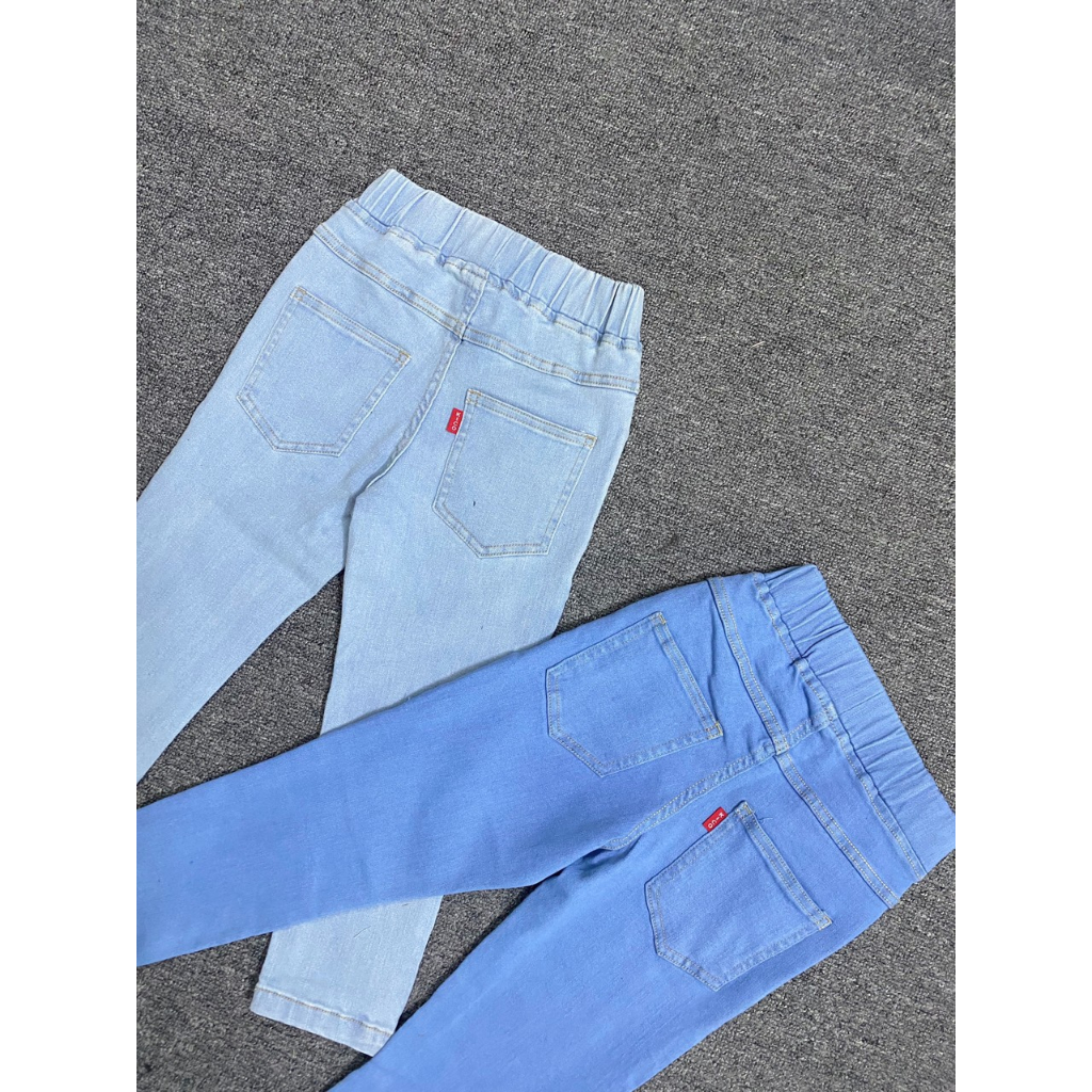 Quần jean baggy bé gái bé trai unisex co giãn mềm xuất dư xịn hàn cho bé từ 5-12 tuổi 14-40kg