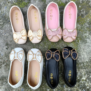 Giày bệt bé gái giày búp bê lotita đế kếp mềm dẻo ma sát tốt đính nơ xích GN0XIC.