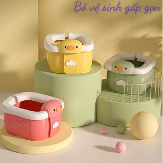 Bô vệ sinh gấp gọn vịt con dễ thương, bô vệ sinh cho bé thuận tiện mang đi du lịch