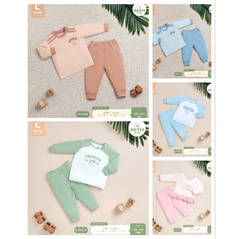 Bộ dài tay chất petit cho bé siêu mềm mát, nằm điều hoà