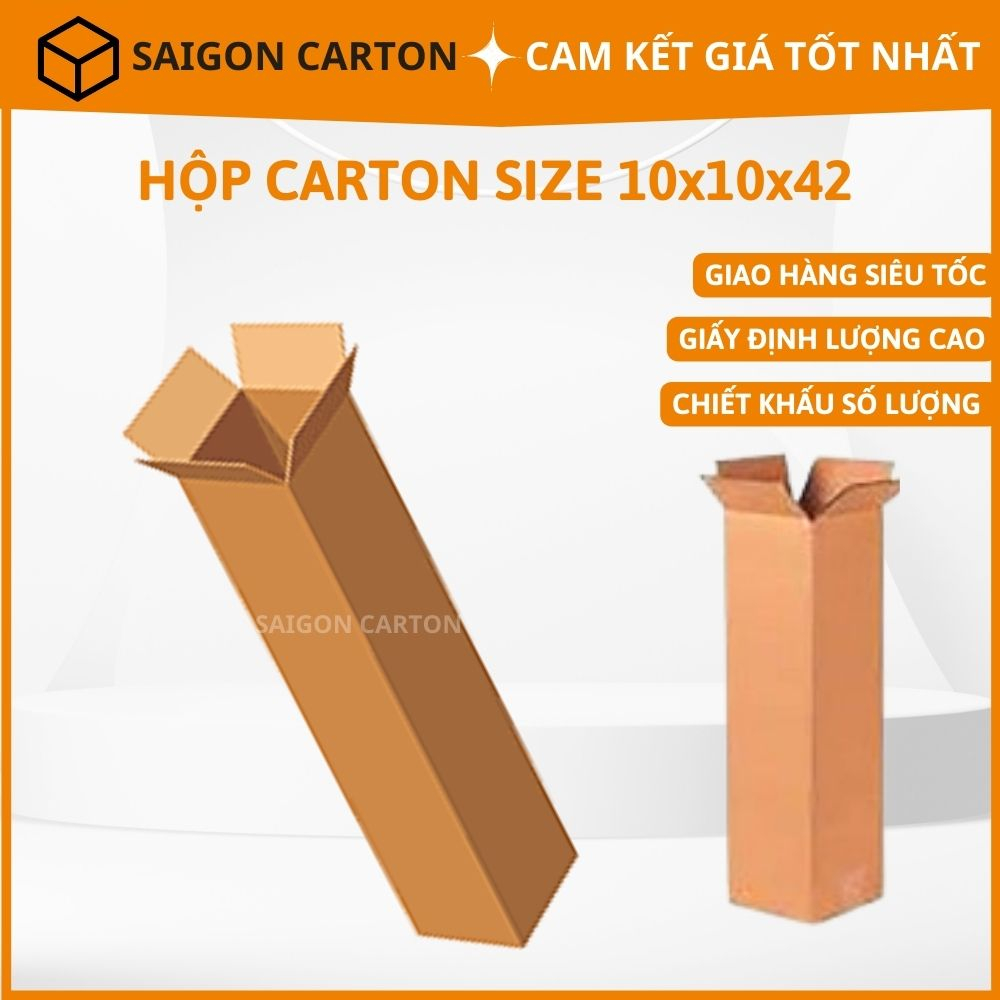 50 hộp carton đóng hàng size 10x10x42 - sản xuất bởi SÀI GÒN CARTON