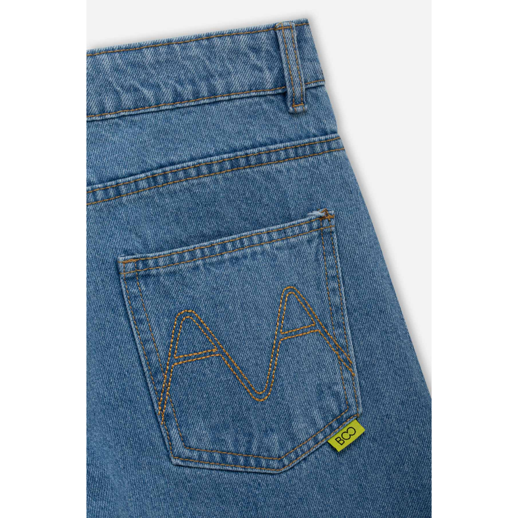 Quần Jeans Nữ BOO Dáng Baggy Thêu AA Túi Boolaab