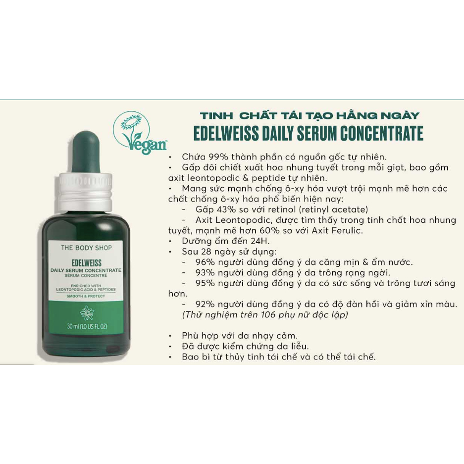 Serum dưỡng da chống lão hoá Drops of Youth™ / Edelweiss Daily Serum Concentrate THE BODY SHOP 30ml | 50m