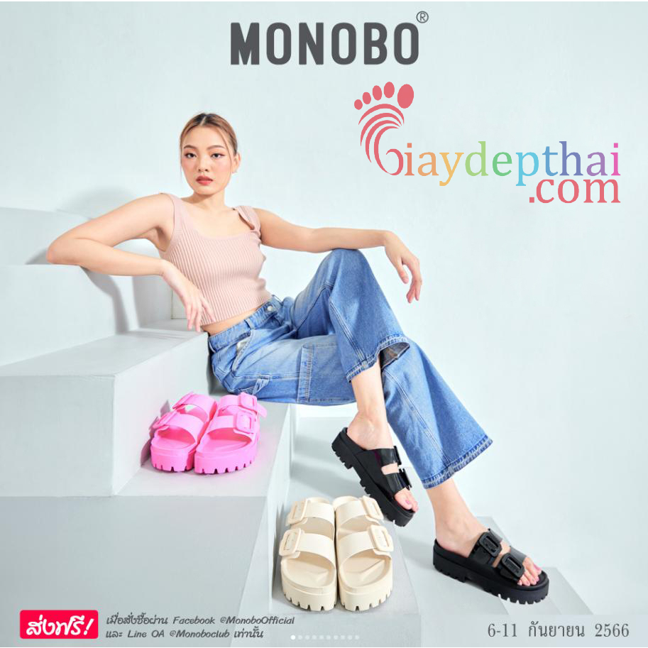 Dép Nữ Thái Lan hai quai ngang đế xuồng 5cm Monobo Super Jello 2