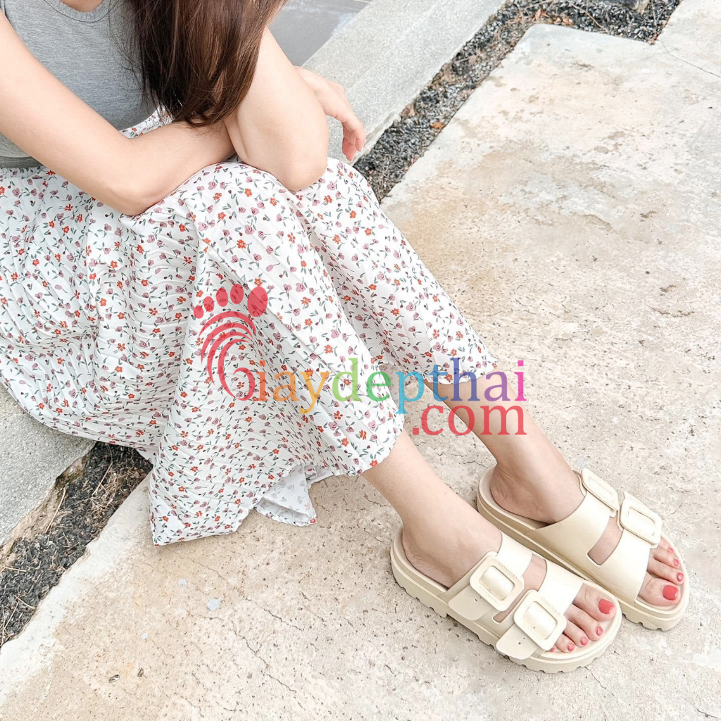 Dép Nữ Thái Lan hai quai ngang đế xuồng 5cm Monobo Super Jello 2