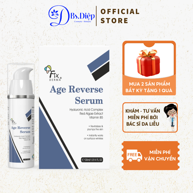Serum giúp làm giảm nếp nhăn , nếp gấp khóe môi , vết chân chim FIXDERMA AGE REVERSE SERUM (30ml)