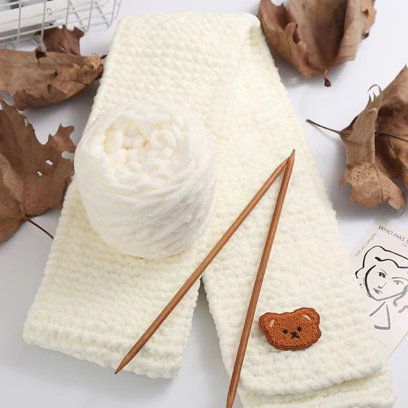 Set nguyên liệu đan khăn len bông sữa kèm video hướng dẫn chi tiết