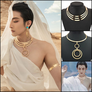 Kiềng cổ 3 tầng, vòng cổ tịnh độ phụ kiện đôn hoàng phong cách boho cosplay kim quan tiểu mộng hành trình niết bàn