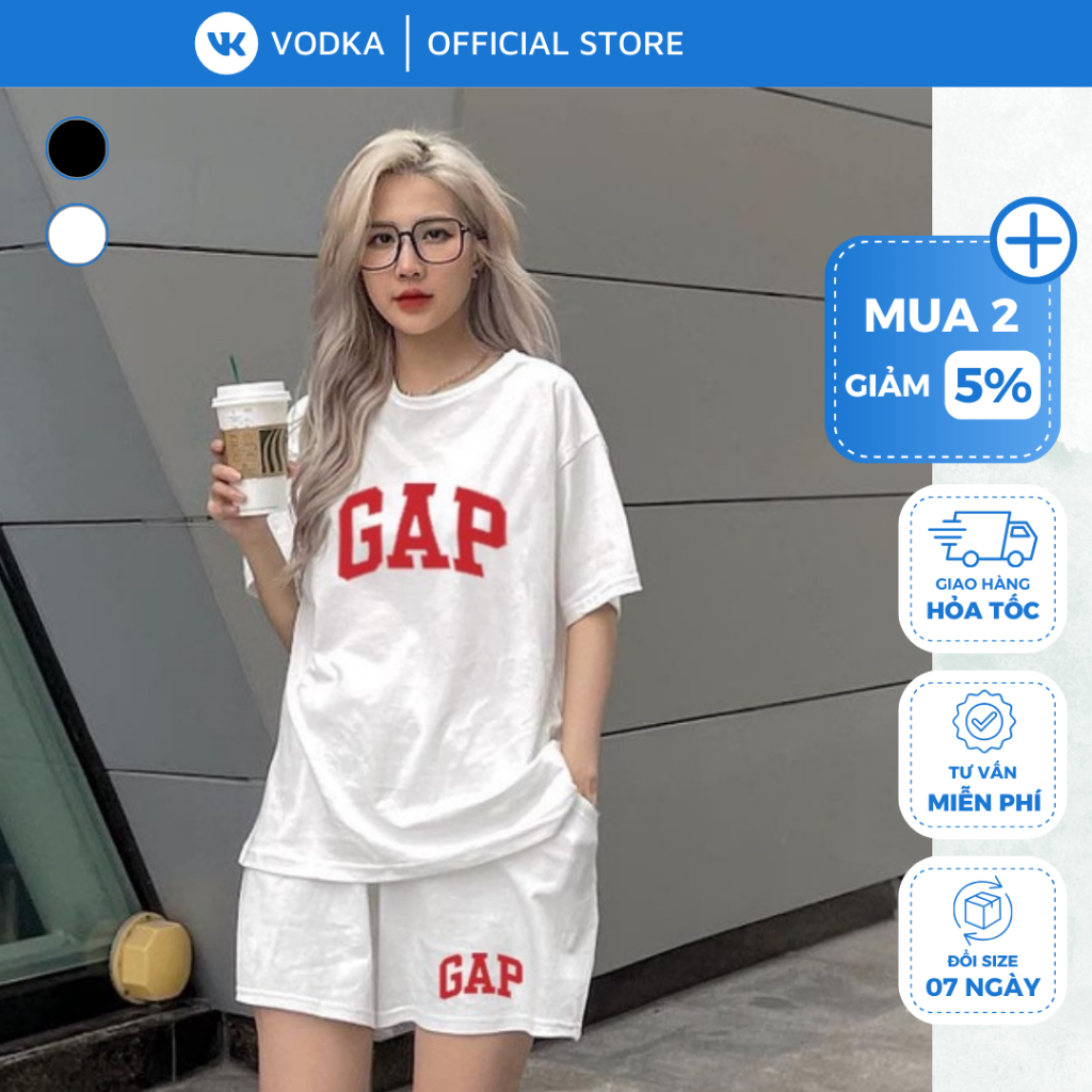 Bộ Thun Cao Cấp G.A.P Unisex Form Rộng Chất Cotton Mát Mịn Thấm Hút Mồ Hôi