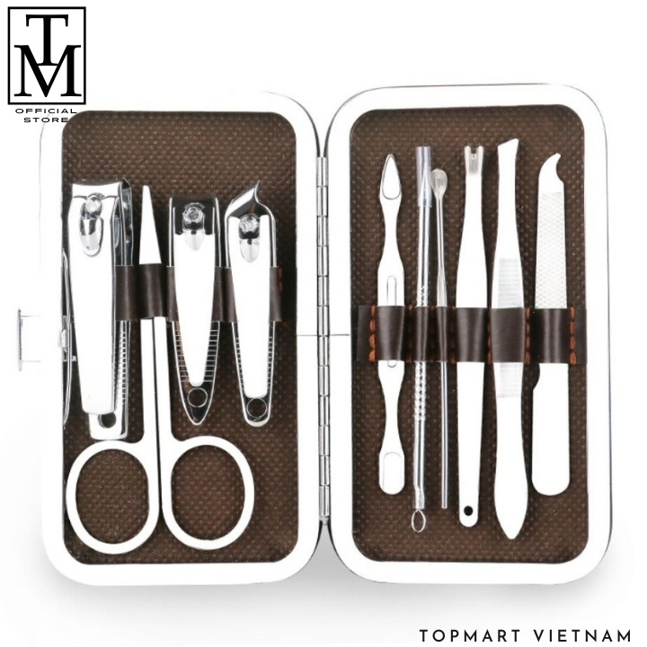 Bộ Bấm Móng Tay 10 Món Thép Không Gỉ - Bộ Cắt Móng Tay Làm Nail Cao Cấp