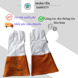 Găng tay da bò chống cháy, hàn tig, mig, da bò mềm mại, dùng cho công việc cơ khi, hàn xì, mài