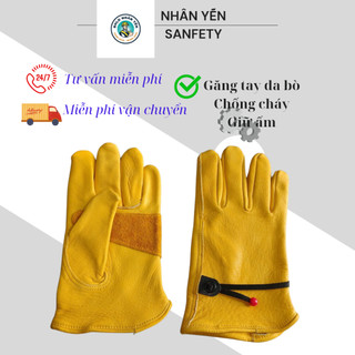 Găng tay chống cháy da bò thợ hàn, lái xe, chống nóng