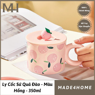 Ly sứ cao cấp họa tiết trái đào hồng Made4Home size 350ml