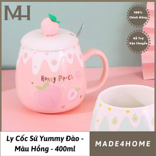 Ly sứ cao cấp họa tiết trái đào Made4Home size 350ml