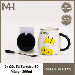 Ly sứ cao cấp họa tiết con bò kèm thìa Made4Home size 300ml