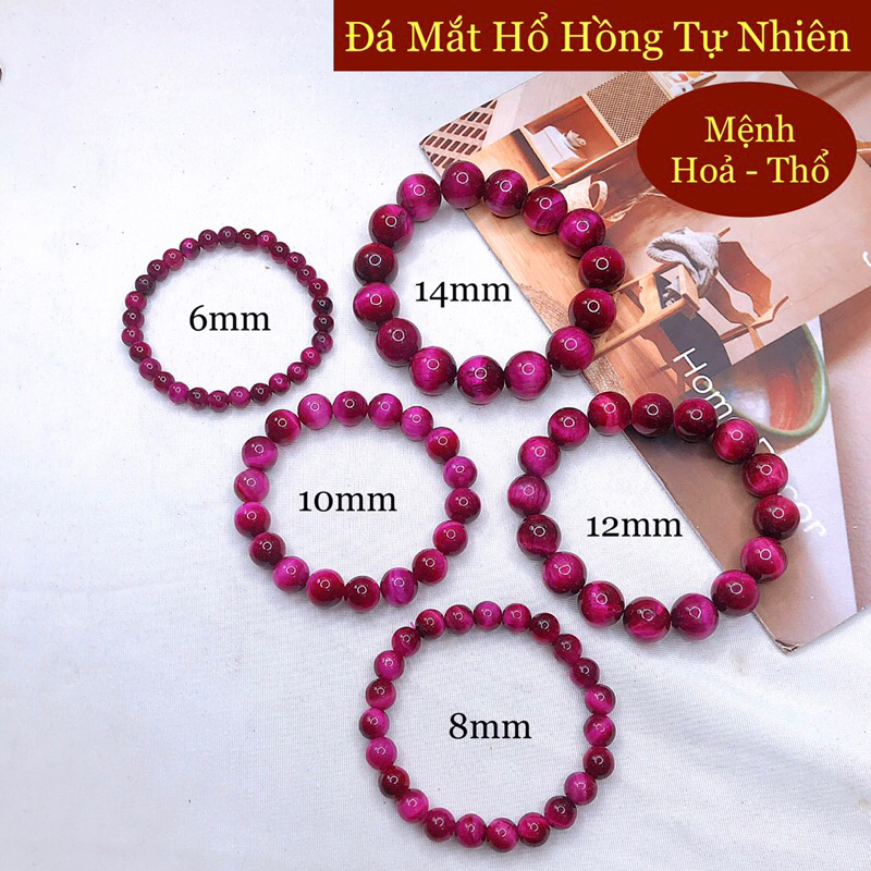 GIÁ SỈ- Đá mắt hổ hồng tự nhiên, vòng tay đá phong thuỷ mệnh hoả và mệnh thổ - Kho sỉ chuỗi hạt mix vòng