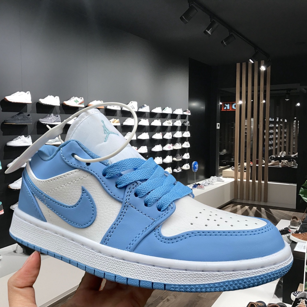 Giày thể thao J.D phối Xanh Dương Trắng thấp cổ Giày Sneaker Jordan 1 Xanh dương Bản Trung