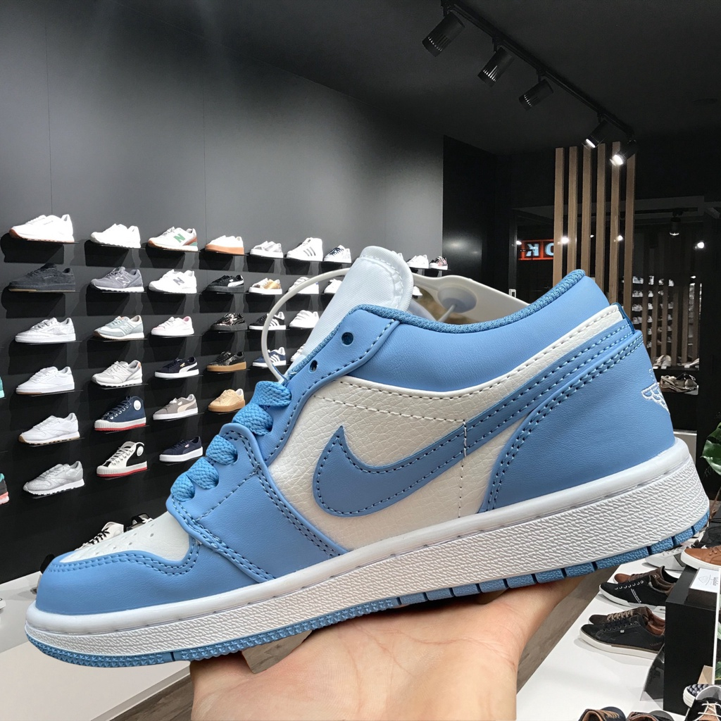Giày thể thao J.D phối Xanh Dương Trắng thấp cổ Giày Sneaker Jordan 1 Xanh dương Bản Trung