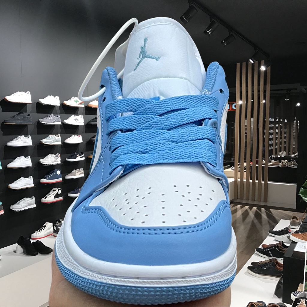 Giày thể thao J.D phối Xanh Dương Trắng thấp cổ Giày Sneaker Jordan 1 Xanh dương Bản Trung